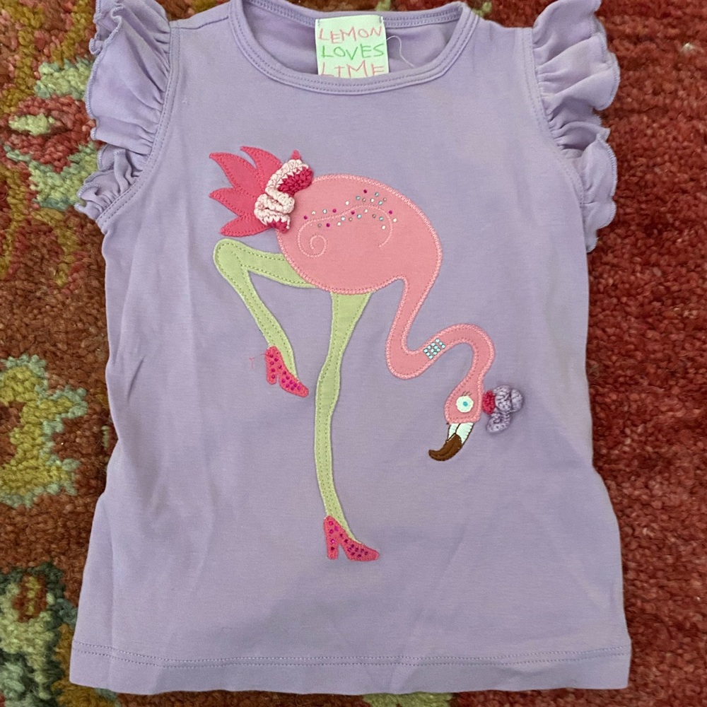 Lemon Loves Lime sleeveless  ruffle tee. Size 3 super soft